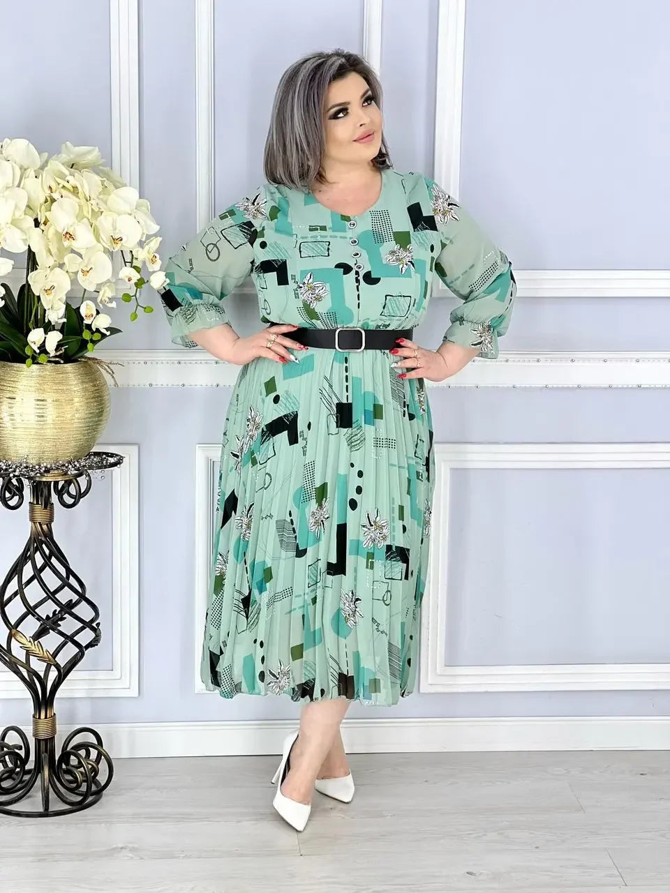 π₯π Vestido de chiffon estampado de alta qualidade S-5XL