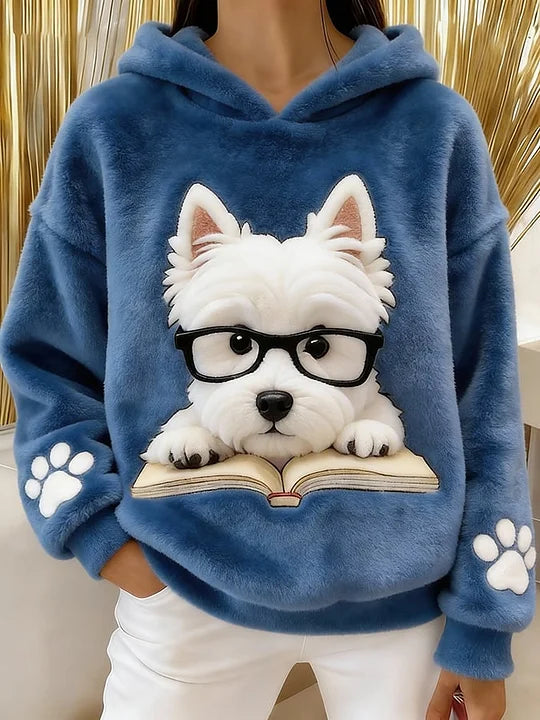 š„Sweatshirt de mulher com capuz e estampado de West Highland White Terrier em flanela