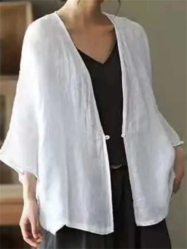Cardigan de malha fluido e confortável em linha A grande