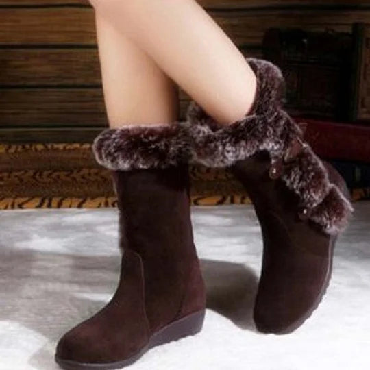 đ„ Botas de neve de cano mĂ©dio para mulher com acabamento em pelĂșcia đą