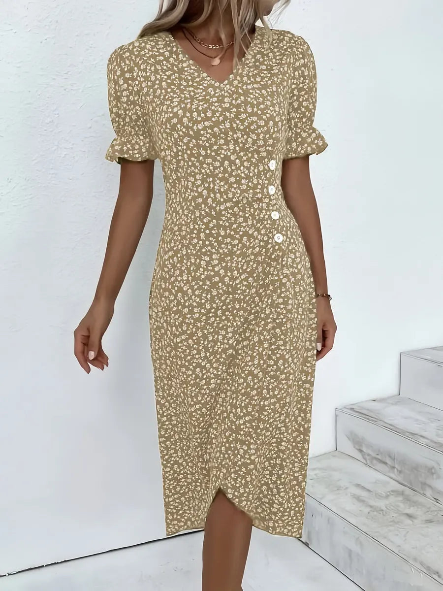 π·π Vestido Floral com Decote em V