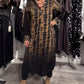 Vestido gradiente de manga comprida com decote em V