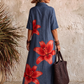 Vestido Polo Casual em Algodão com Estampado de Lírios
